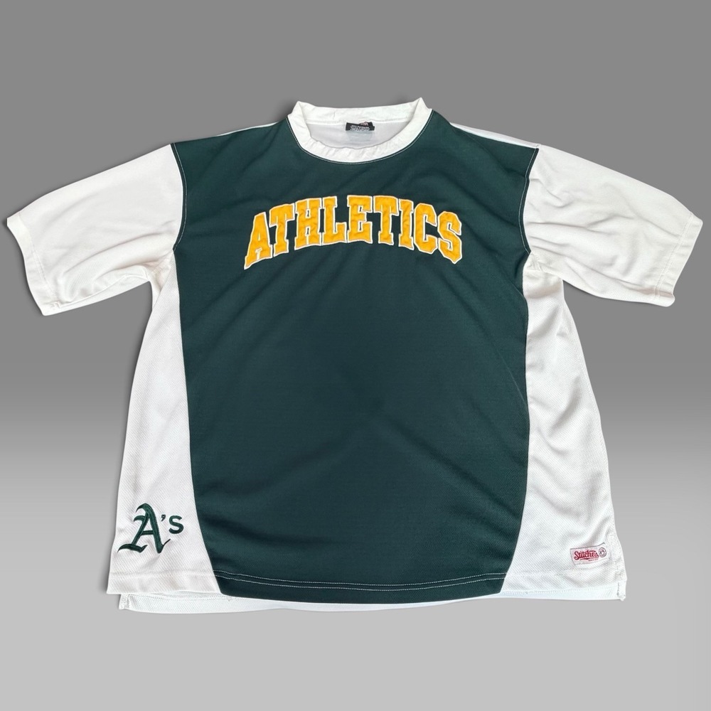 Vintage Oakland Athletics A's Stitches Jersey Shirt 2XL Green Gold MLB